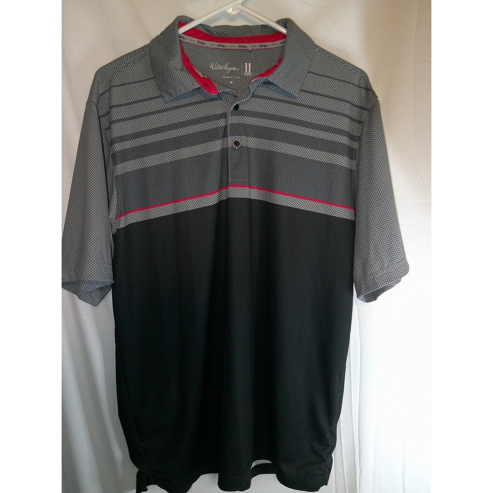 Walter Hagen Golf Polo‎ Shirt Moisture Wicking Gray Black Accents Mens Size M
